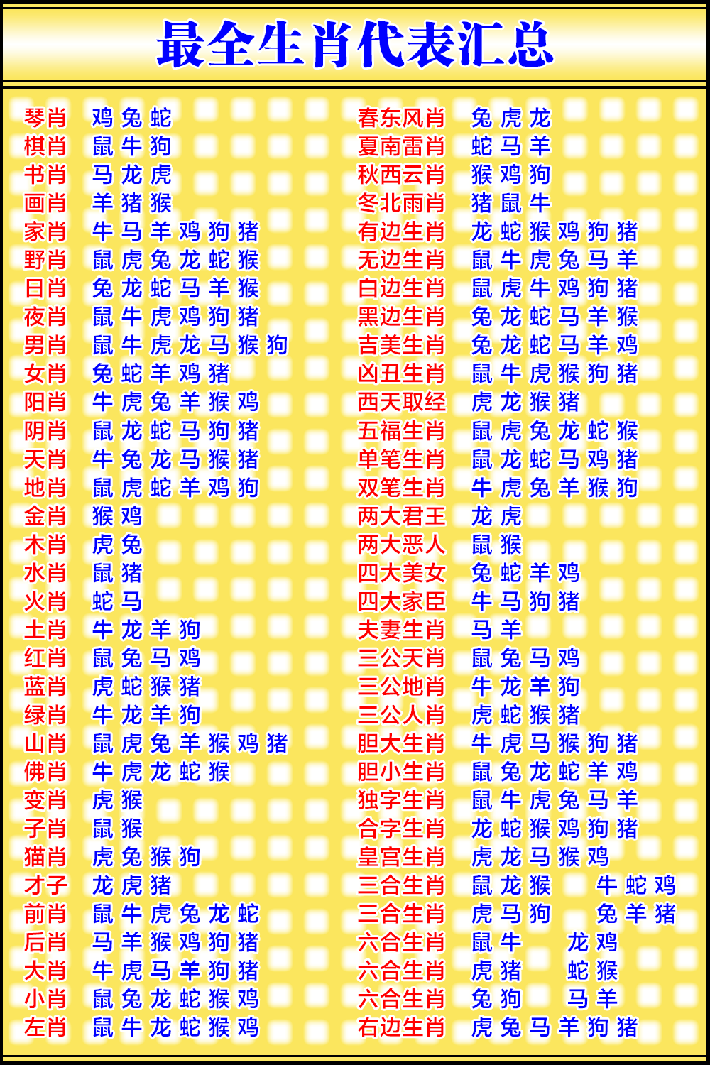 全年资料对照图